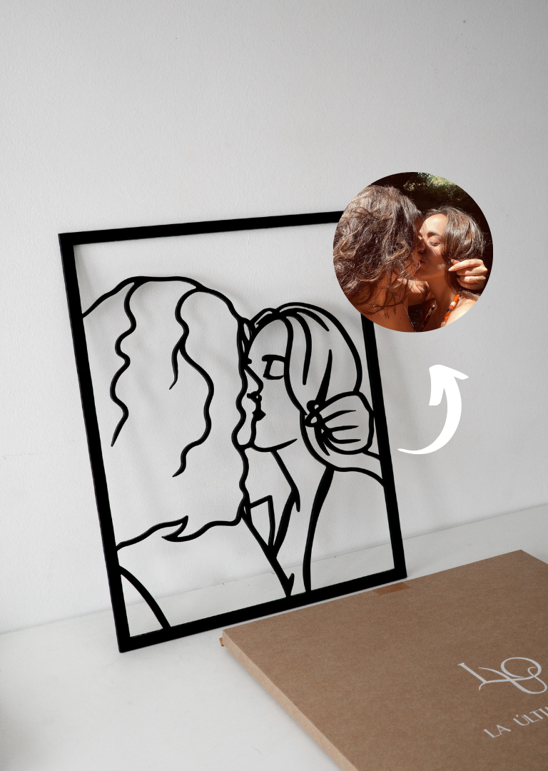 Cuadro de madera con diseño de silueta basado en una foto de un tamaño M