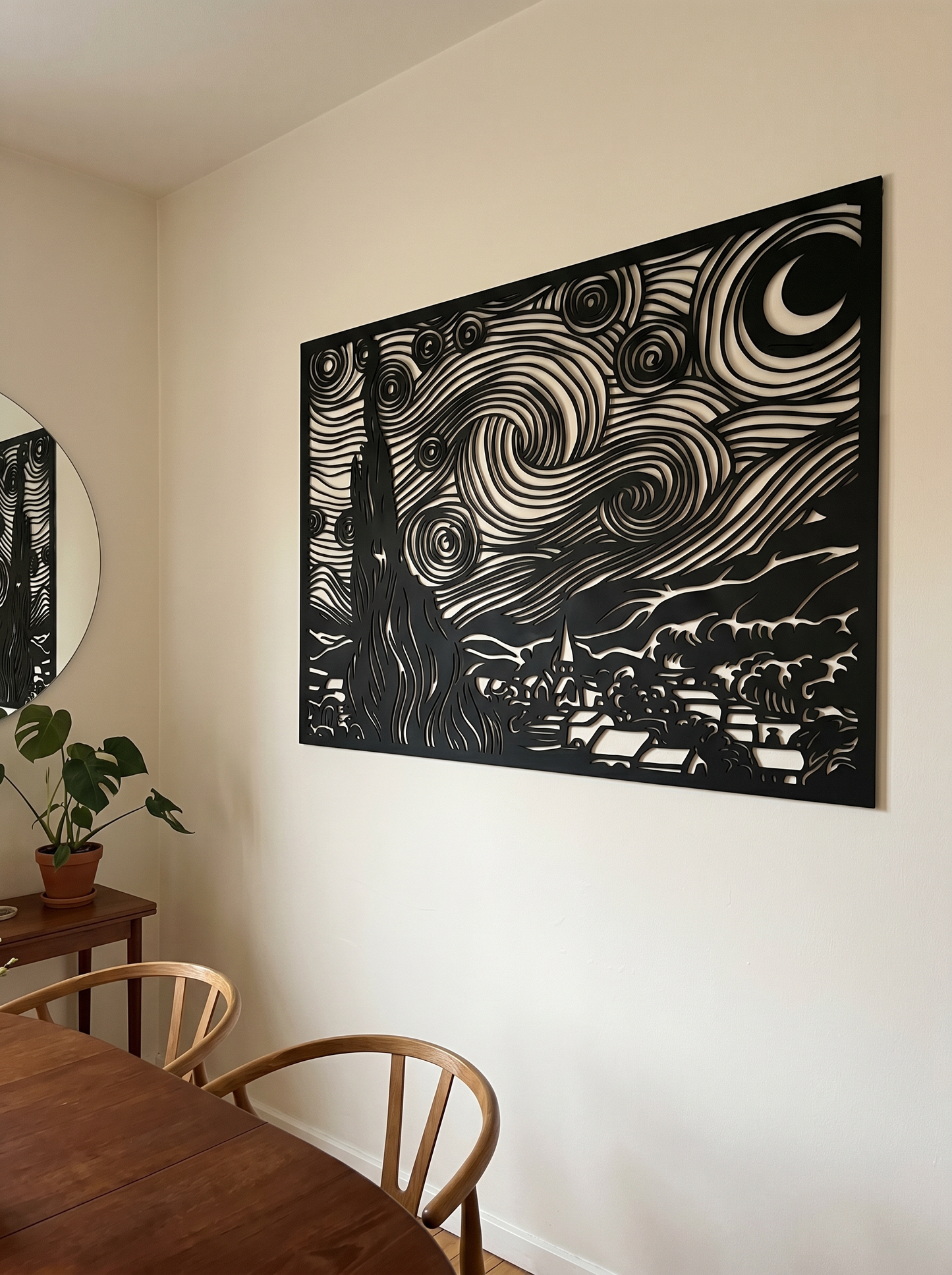 Cuadro para Salón: Silueta La Noche Estrellada de Van Gogh