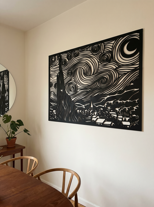Cuadro para Salón: Silueta La Noche Estrellada de Van Gogh