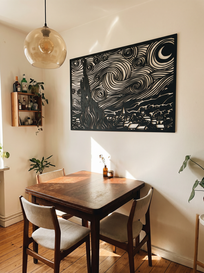 Cuadro para Salón: Silueta La Noche Estrellada de Van Gogh