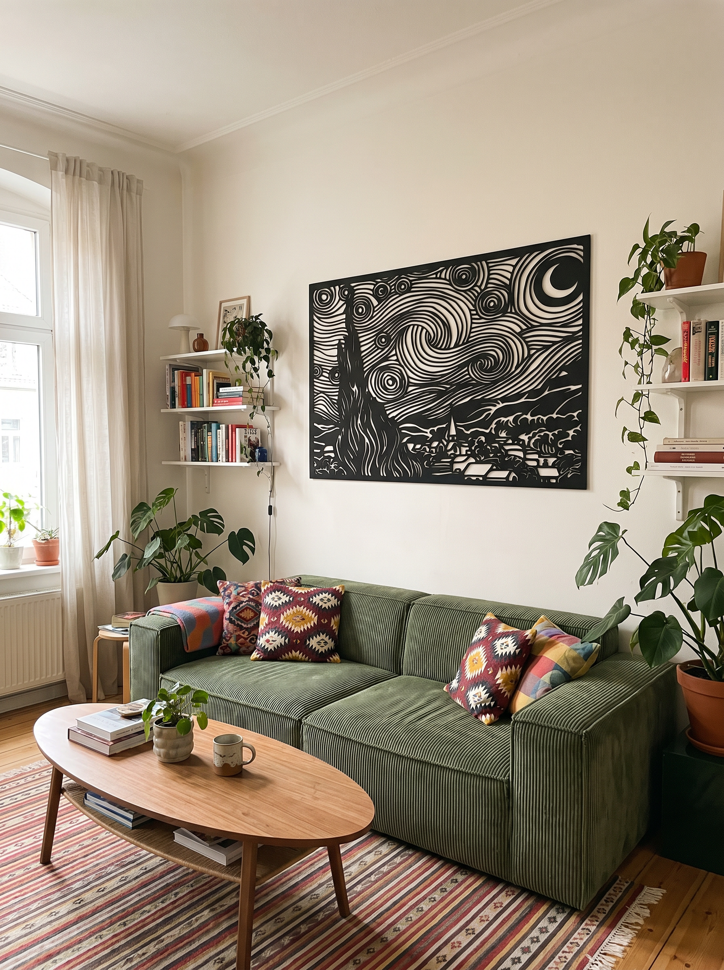 Cuadro para Salón: Silueta La Noche Estrellada de Van Gogh