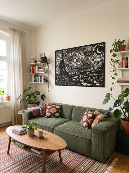 Cuadro para Salón: Silueta La Noche Estrellada de Van Gogh