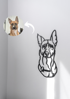Retrato de mascota en cuadro de madera personalizado haciendo su silueta
